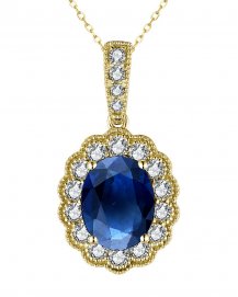 OVAL SAPPHIRE DIAMOND PENDANT (TP2989)